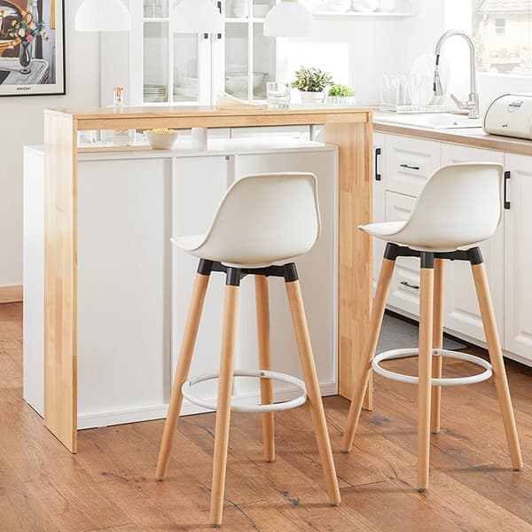 Rootz Kitchen Island - Barbord - Skänk - Expanderbar design - Vinförvaring - Glashållare - Gummiträskiva - 105cm x 105cm x 60cm