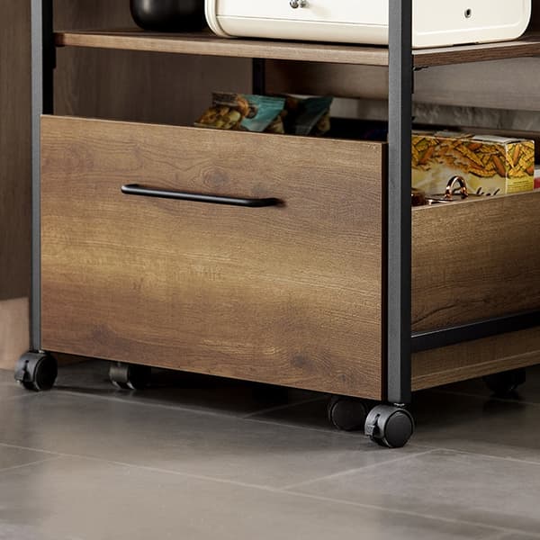 Rootz Serveringsvogn - Køkkenvogn på hjul - Barvogn - Vintagestil - Aftagelig opbevaring - Nem mobilitet - Låsbare hjul - 60 cm x 90 cm x 45 cm