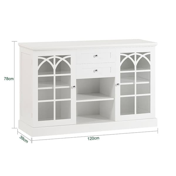 Rootz Köksskåp Skänk - Hallgarderob - Kommod - MDF och glaskonstruktion - Rymlig förvaring - Dammfri display - Enkel montering - 120cm x 78cm x 39cm