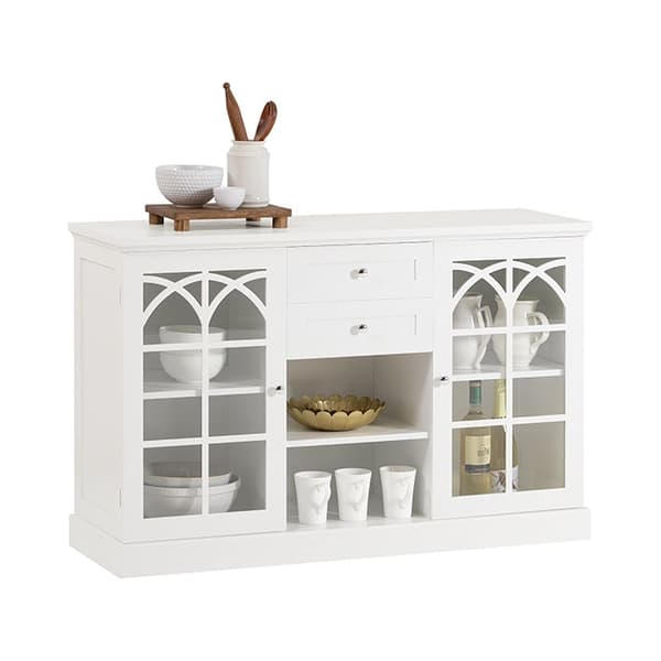 Rootz Köksskåp Skänk - Hallgarderob - Kommod - MDF och glaskonstruktion - Rymlig förvaring - Dammfri display - Enkel montering - 120cm x 78cm x 39cm