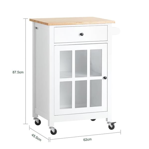 Rootz Köksvagn - Serveringsvagn - Sidovagn - Mobil förvaringsenhet - Justerbar hylla - Handdukstork - Lätt rörlighet - 62 cm x 87,5 cm x 45,5 cm