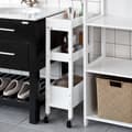 Miniatyrbillede 3 af 7: Rootz Nichevogn 21cm - Badeværelsesvogn - Opbevaringsvogn til køkken - Hvid MDF & fyrretræ - Alsidig & Mobil - Nem montering - 21cm x 83cm x 40cm