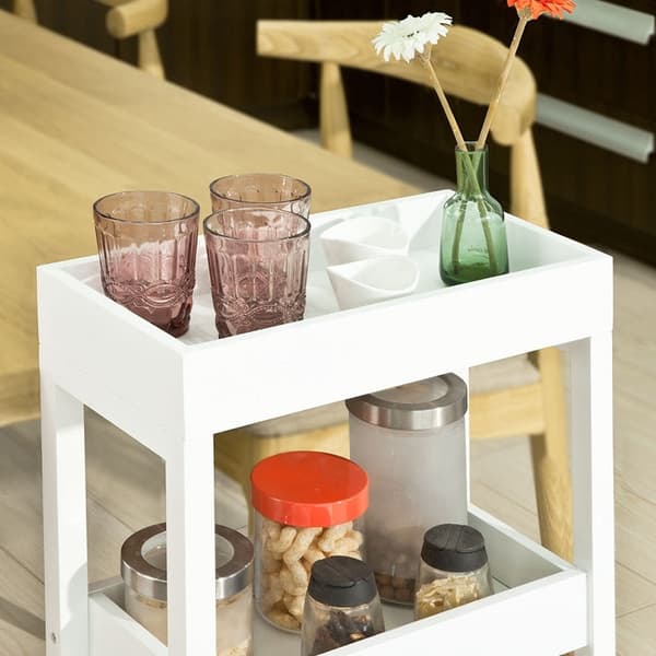 Rootz Nichevogn 21cm - Badeværelsesvogn - Opbevaringsvogn til køkken - Hvid MDF & fyrretræ - Alsidig & Mobil - Nem montering - 21cm x 83cm x 40cm