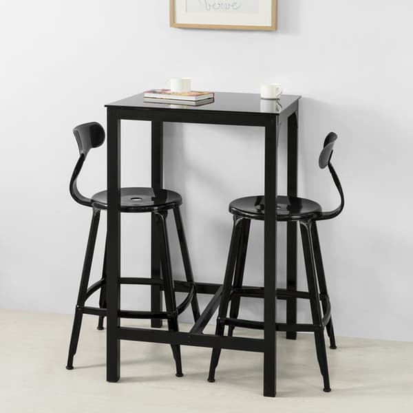 Rootz Modern Bar Table - Köksbord - Trädgårdsbord - Elegant glasskiva - Robust metallstomme - Mångsidig användning - 60cm x 100cm x 60cm