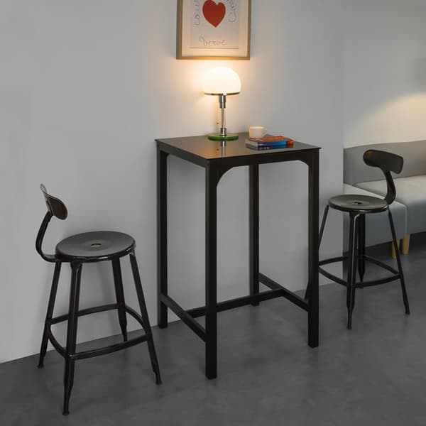 Rootz Modern Bar Table - Köksbord - Trädgårdsbord - Elegant glasskiva - Robust metallstomme - Mångsidig användning - 60cm x 100cm x 60cm
