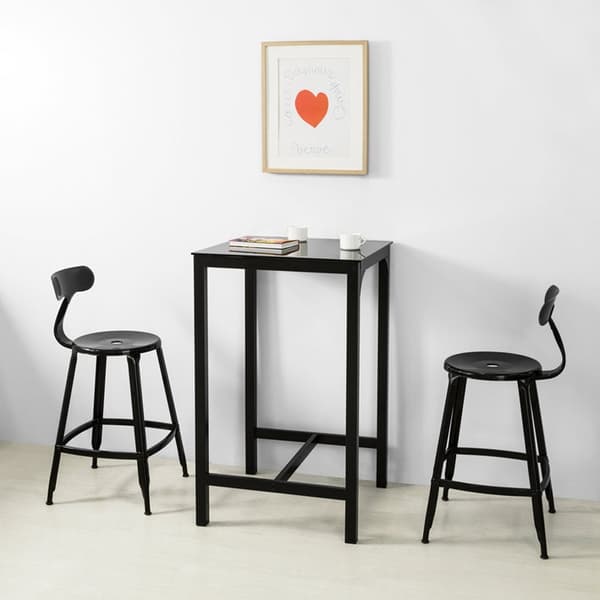 Rootz Modern Bar Table - Köksbord - Trädgårdsbord - Elegant glasskiva - Robust metallstomme - Mångsidig användning - 60cm x 100cm x 60cm