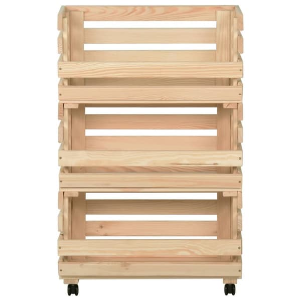 The Living Store Grönsaksvagn 37x30x80 cm massiv furu -  Rullbord för kök