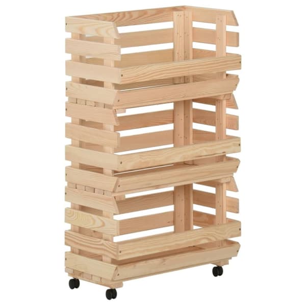 The Living Store Grönsaksvagn 37x30x80 cm massiv furu -  Rullbord för kök