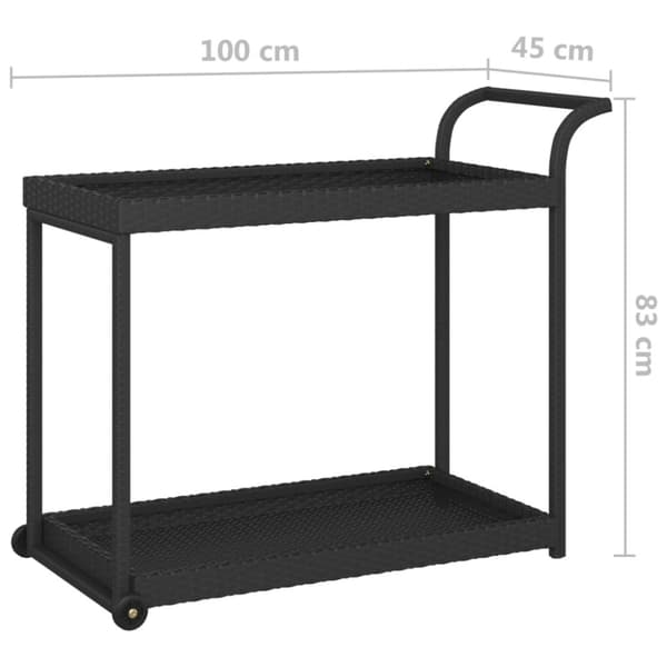 The Living Store Serveringsvagn svart 100x45x83 cm konstrotting -  Rullbord för kök