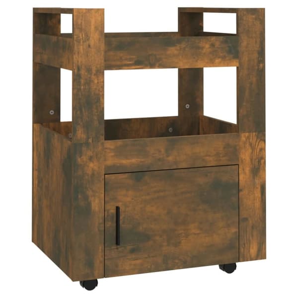 The Living Store køkkenvogn 60x45x80 cm konstrueret træ røget egetræsfarve - Køkken- og middagsvogne