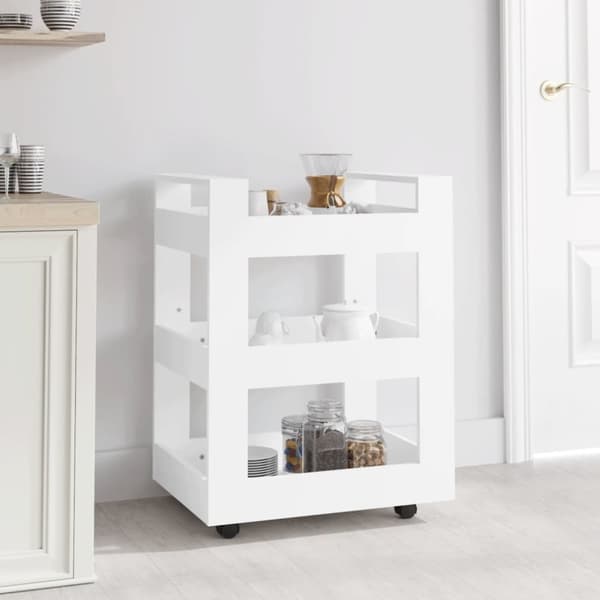 The Living Store køkkenvogn 60x45x80 cm konstrueret træ hvid -  Køkken- og middagsvogne