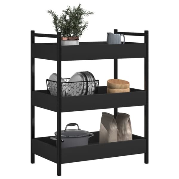 The Living Store køkkenvogn 50x30x70 cm konstrueret træ sort - Køkken- og middagsvogne