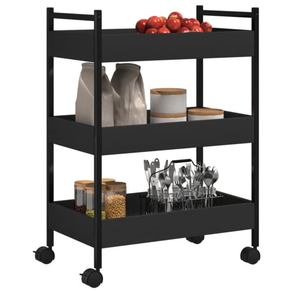 The Living Store køkkenvogn 50x30x70 cm konstrueret træ sort - Køkken- og middagsvogne