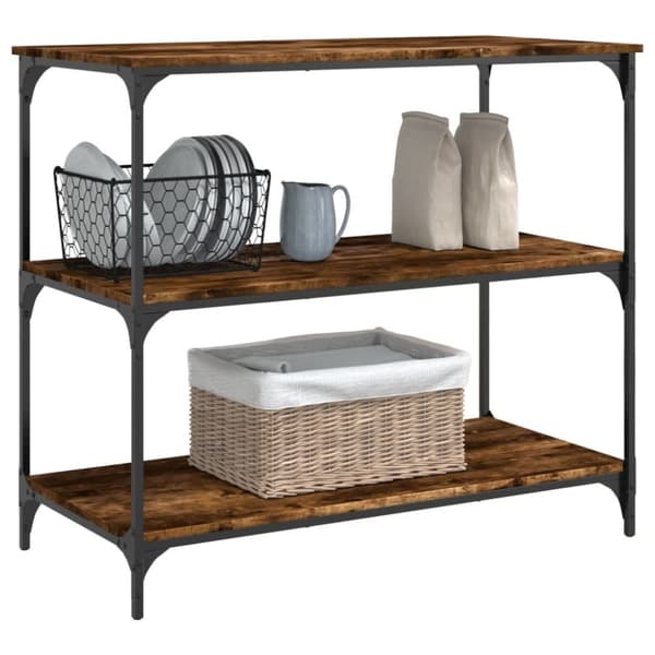 The Living Store Köksvagn rökfärgad ek 102x50x95 cm konstruerat trä -  Rullbord för kök