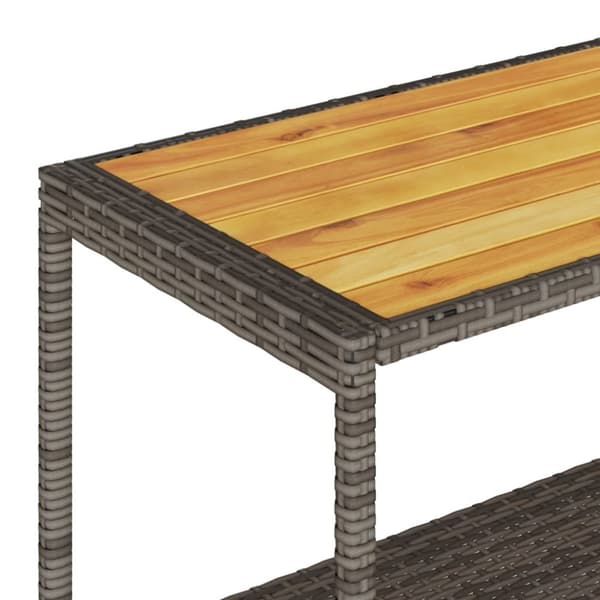 The Living Store barvogn med 3 hylder polyrattan og massivt akacietræ grå -  Køkken- og middagsvogne