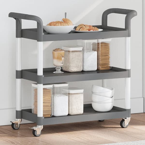 The Living Store vogn med 3 hylder 77x34x72 cm aluminium grå -  Køkken- og middagsvogne