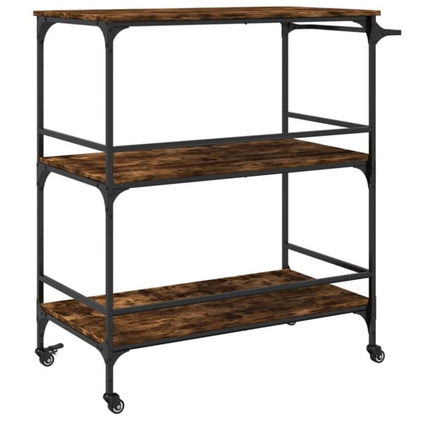 The Living Store Köksvagn rökfärgad ek 100,5x50x105 cm konstruerat trä -  Rullbord för kök