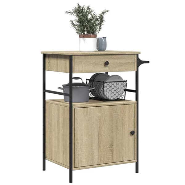 The Living Store køkkenvogn 56x43x89,5 cm konstrueret træ sonoma-eg - Køkken- og middagsvogne