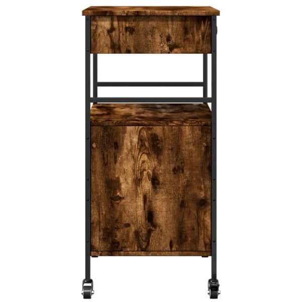 The Living Store Köksvagn rökfärgad ek 56x43x89,5 cm konstruerat trä -  Rullbord för kök