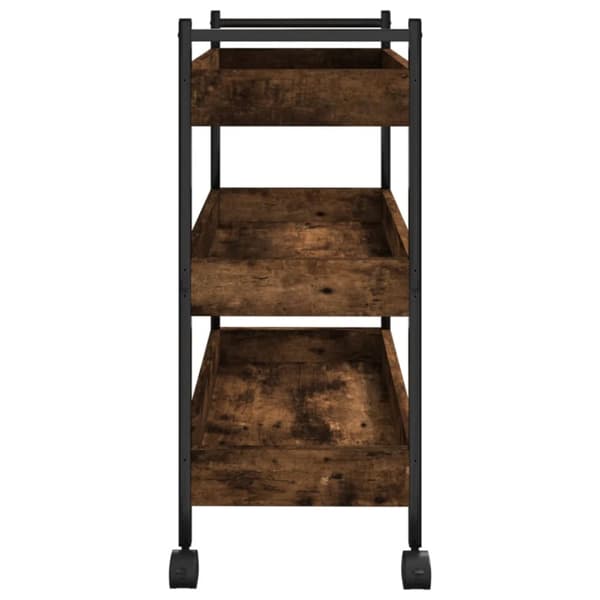 The Living Store Köksvagn rökfärgad ek 50x30x70 cm konstruerat trä - Rullbord för kök