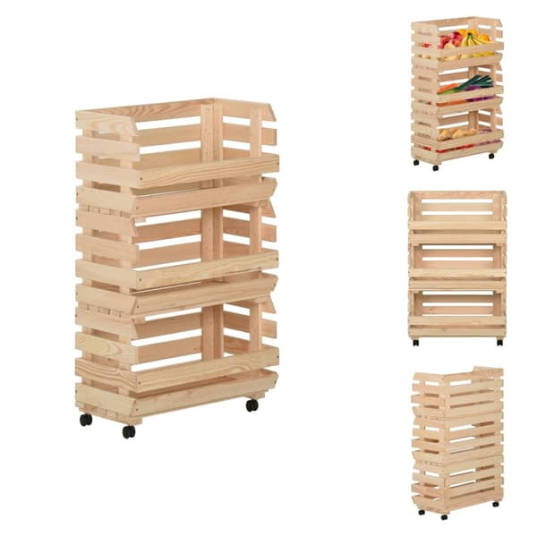 Køkken- og middagsvogne - Living grøntsagsvogn 37x30x80 cm massiv fyrretræ