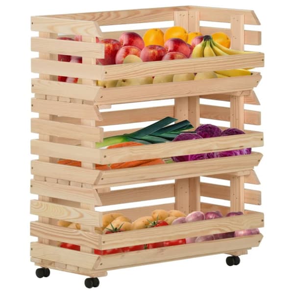 Rullbord för kök - Living Grönsaksvagn 77x30x80 cm massiv furu