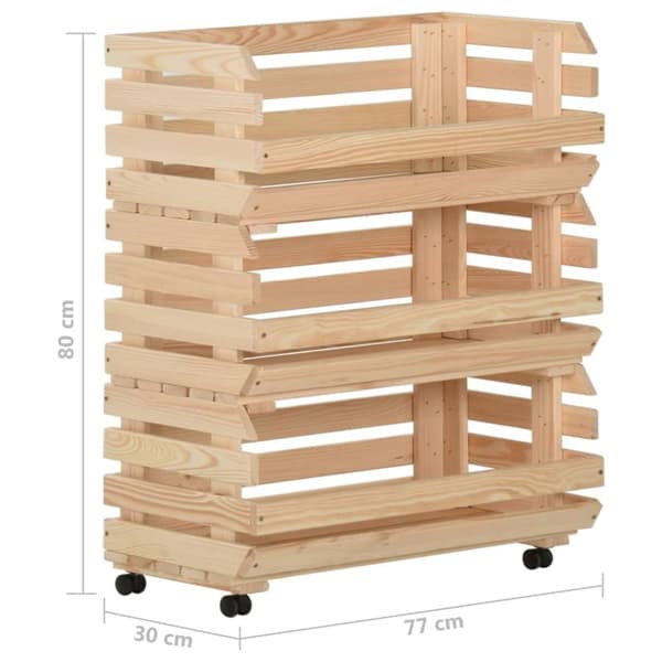 Rullbord för kök - Living Grönsaksvagn 77x30x80 cm massiv furu