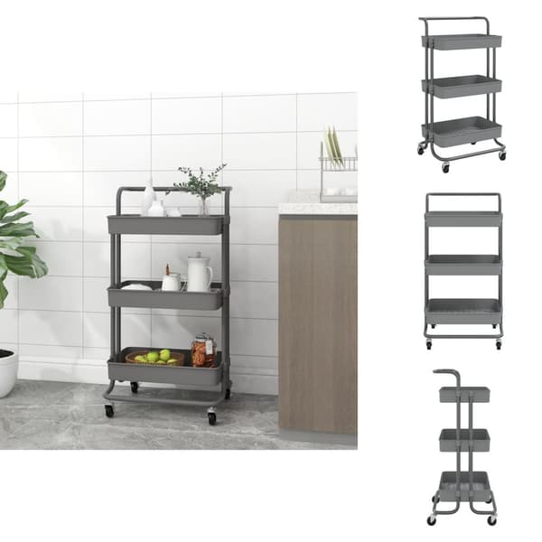 Rullbord för kök - Living Rullvagn 3 våningar grå 42x35x85 cm järn och ABS