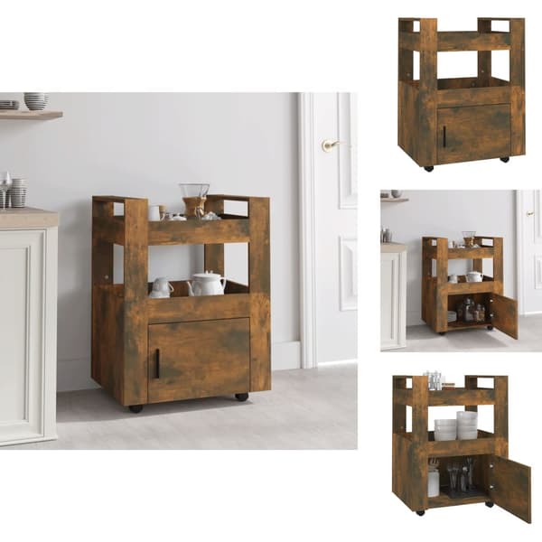 Køkken- og middagsvogne - Living køkkenvogn 60x45x80 cm konstrueret træ røget egetræsfarve