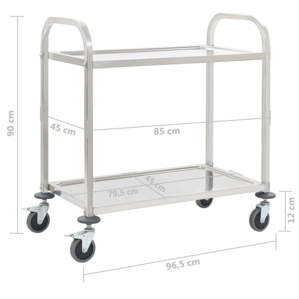 Køkken- og middagsvogne - Living køkkenvogn med 2 hylder 96,5x55x90 cm rustfrit stål
