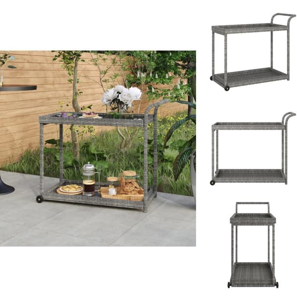 Køkken- og middagsvogne - Living barvogn 100x45x83 cm polyrattan grå