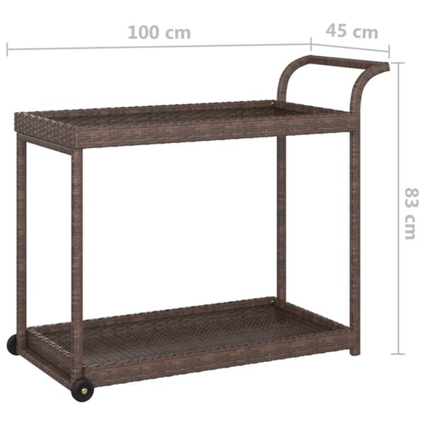 Keittiön & ruokasalin tarjoiluvaunut - Living Baarivaunu ruskea 100x45x83 cm polyrottinki