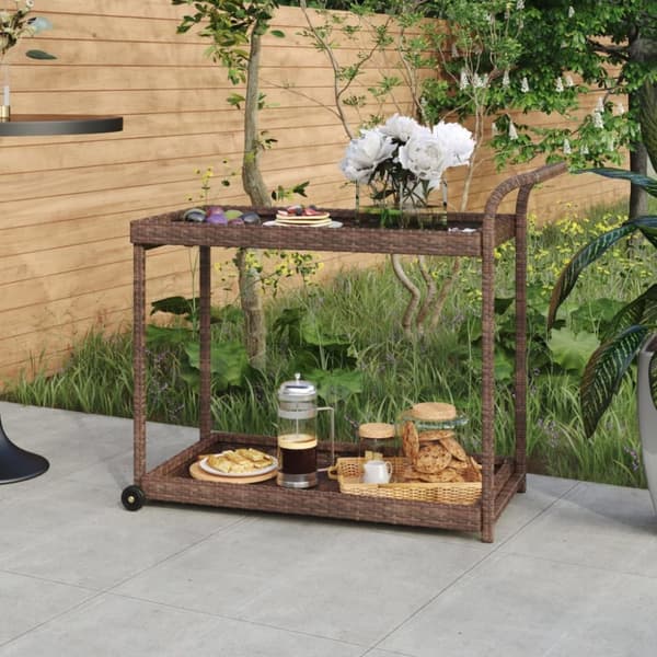 Køkken- og middagsvogne - Living barvogn 100x45x83 cm polyrattan brun