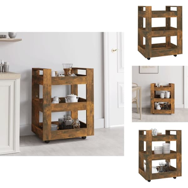 Rullbord för kök - Living Köksvagn rökfärgad ek 60x45x80 cm konstruerat trä
