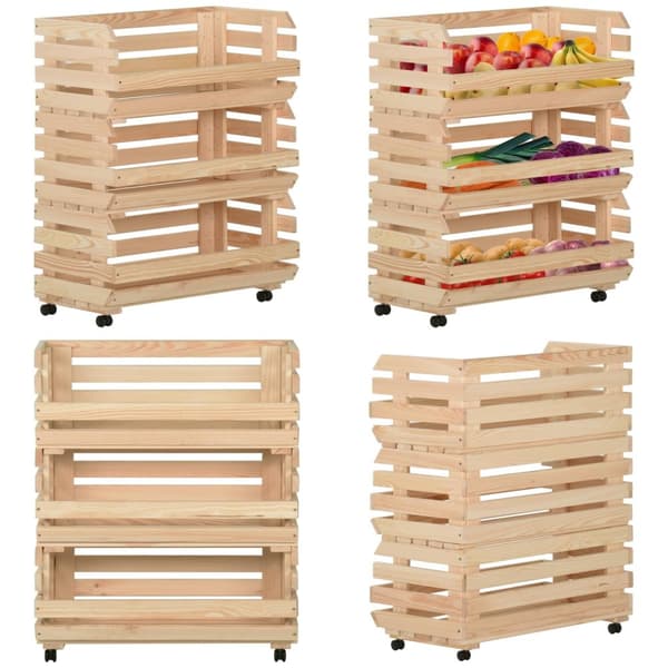 Grøntsagsvogn 77x30x80 cm massivt fyrretræ - Grøntsagsvogn - Grøntsagsvogne - Home & Living