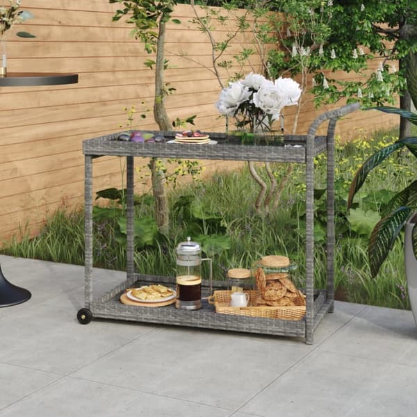 Serveringsvagn grå 100x45x83 cm konstrotting - Barvagn - Barvagnar - Home & Living