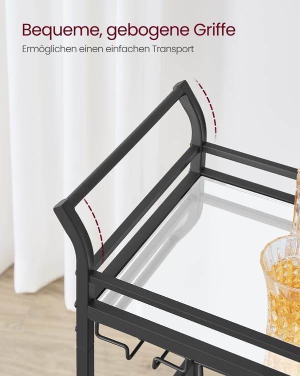 Rootz sort stål spejlglasvogn - Vogn - Rullevogn - Heavy Duty - Alsidig - Nem montering - 30 cm x 46,8 cm x 92 cm