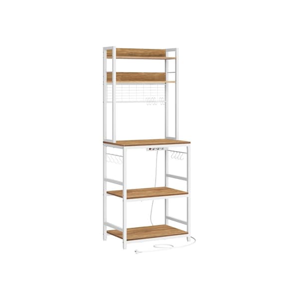 Rootz 5 etagers kagerol - Valnød Brun-Hvid - Spånpladestål - Opbevaringsorganer - Robust konstruktion - Nem montering - 40cm x 60cm x 170cm
