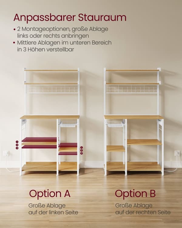 Rootz Cake Rack Organizer - Cupcake Stand - Bagerist - Spånplade og stål - 40 cm x 90 cm x 165,5 cm - Golden Oak Cloud White - 49,9 kg Arbejdsfladekap