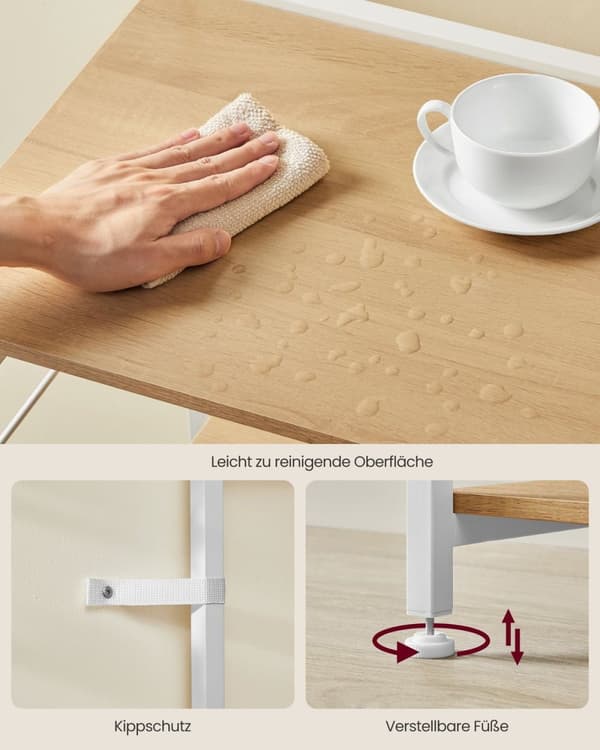Rootz Cake Rack Organizer - Cupcake Stand - Bagerist - Spånplade og stål - 40 cm x 90 cm x 165,5 cm - Golden Oak Cloud White - 49,9 kg Arbejdsfladekap