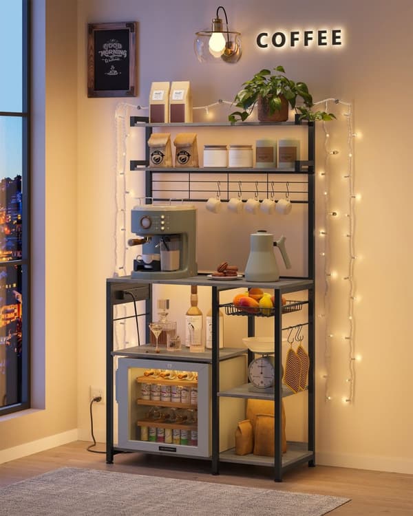 Rootz Cake Rack Organizer - Cupcake-stativ - Spånpladestål - Greige-farvet blæk sort - 40 cm x 90 cm x 165,5 cm - Heavy Duty - Nem montering - Pladsbe