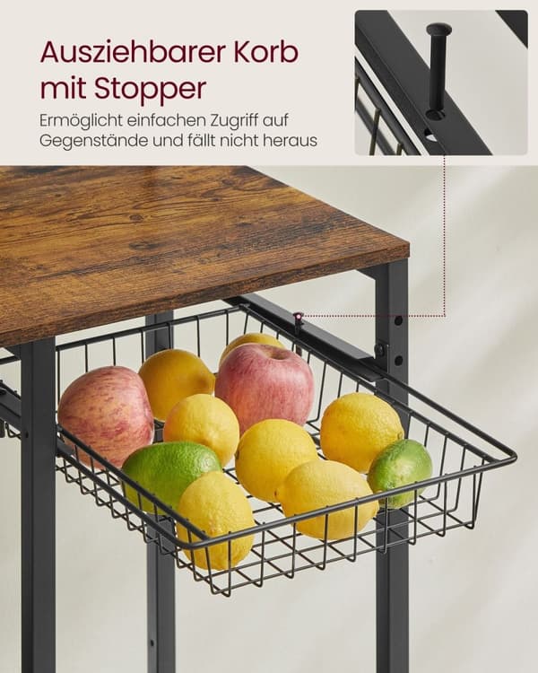 Rootz Vintage Ruskean musteen musta kakkuteline - Cupcake-teline - Lastulevy teräs - Suuri - Tukeva - Tilava - Helppo koota - 40 cm x 90 cm x 165,5 cm