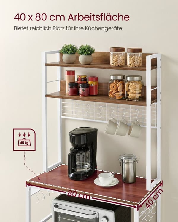 Rootz 5-trins kagerol - Cupcakestativ - Spånpladestålkonstruktion - Lys valnød brun-hvid - 40 cm x 80 cm x 170 cm - Nem montering - Robust design - Mu