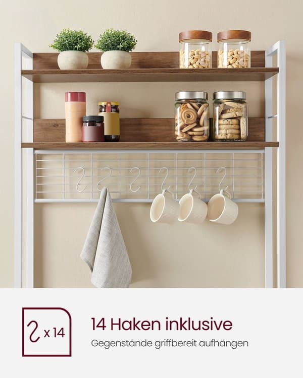 Rootz 5-trins kagerol - Cupcakestativ - Spånpladestålkonstruktion - Lys valnød brun-hvid - 40 cm x 80 cm x 170 cm - Nem montering - Robust design - Mu