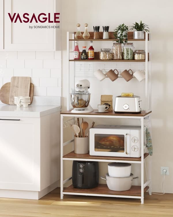 Rootz 5-trins kagerol - Cupcakestativ - Spånpladestålkonstruktion - Lys valnød brun-hvid - 40 cm x 80 cm x 170 cm - Nem montering - Robust design - Mu