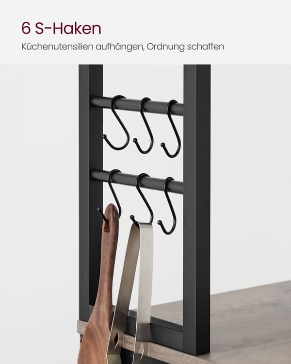 Rootz Greige sort kagerol - Bagestativ - Opbevaringsorganisering - Spånpladestål - 40cm x 60cm x 167cm - Heavy Duty - Nem montering - Alsidig opbevari