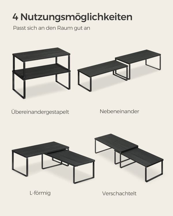 Rootz 4-vånings tårtställ - Cupcakeställ - Dessertdisplay - Metall- och trämaterial - Bläck Svart-Ebenholtssvart - 19,5 cm x 39,7 cm x 15,8 cm - 18,5