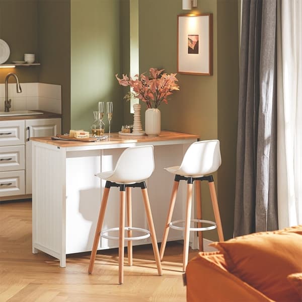 Rootz Kitchen Island - Barbord - Beverage Station - Förvaringsskåp - Rubberwood Top - 120cm x 90cm x 56cm