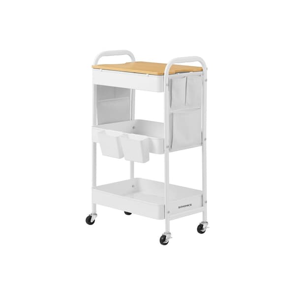 Rootz Cloud White Steel Trolley - Rullvagn - Utility Cart - 10 kg per hylla - 30,6 cm x 44,3 cm x 74,2 cm