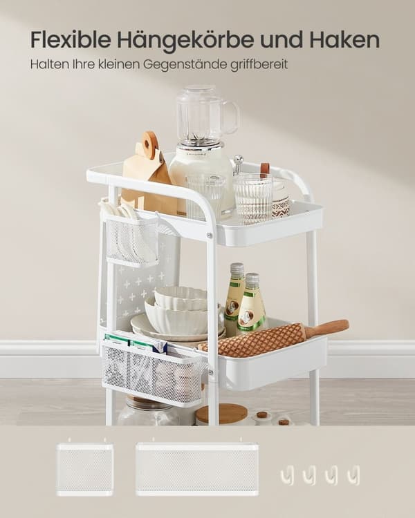 Rootz Steel Rolling Trolley - Utility Cart - Förvaringsorganisator - Heavy Duty - 32,3 cm x 49,4 cm x 73,9 cm